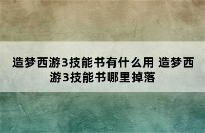 造梦西游3技能书有什么用 造梦西游3技能书哪里掉落